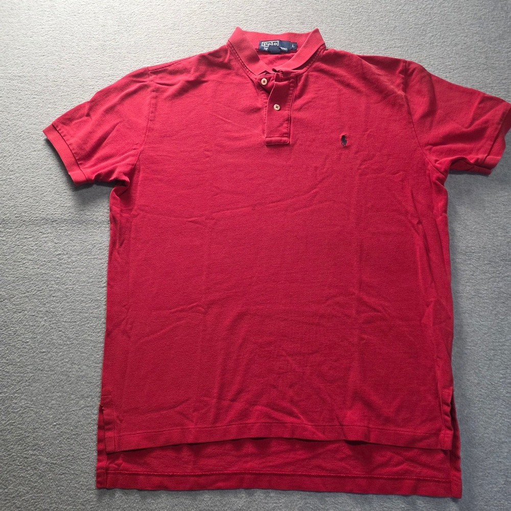 Polo Ralph Lauren Polo Shirt Mens Large Red 100% Cotton Pony Logo Short Sleeve